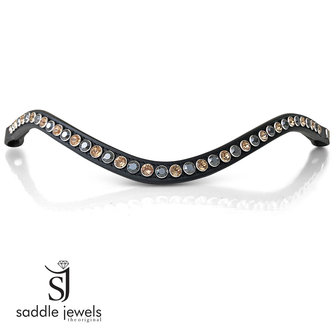 Light Colorado Topaz &amp; Jet Hematite browband - XL