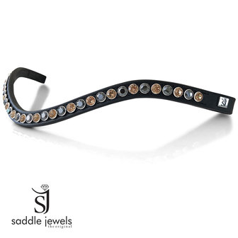 Light Colorado Topaz &amp; Jet Hematite browband - XL