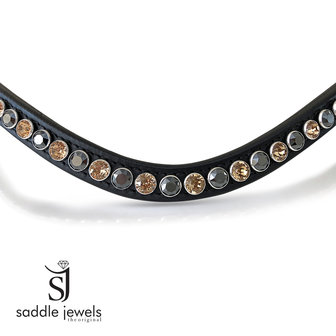 Light Colorado Topaz &amp; Jet Hematite browband - XL